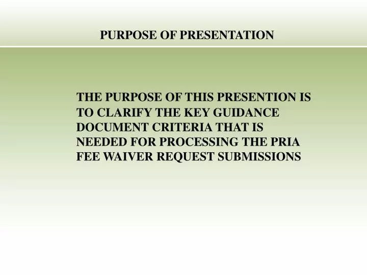 purpose of presentation paper