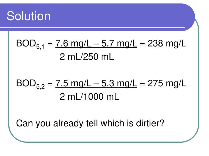 PPT - Some BOD problems PowerPoint Presentation - ID:1211259