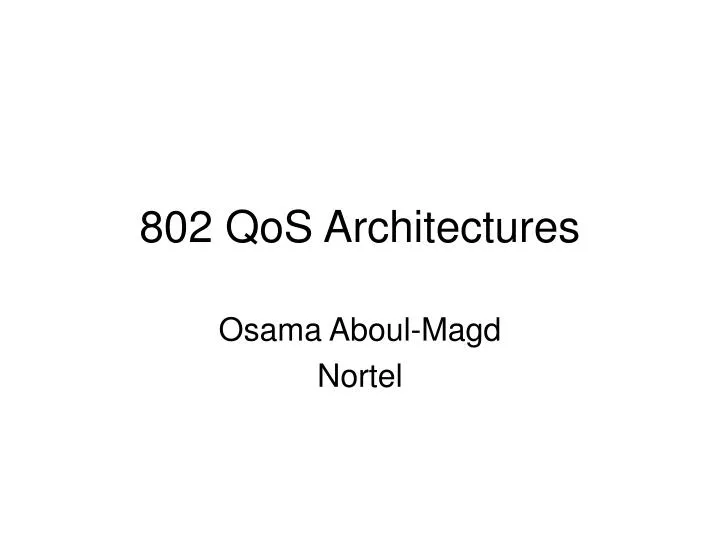 802 qos architectures n.