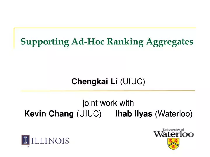 supporting ad hoc ranking aggregates n.
