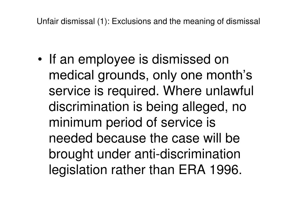 PPT - CHAPTER 12 Unfair dismissal (1): Exclusions and the meaning of  dismissal PowerPoint Presentation - ID:1219505
