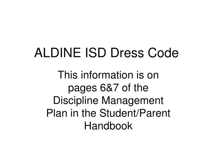aldine isd dress code n.