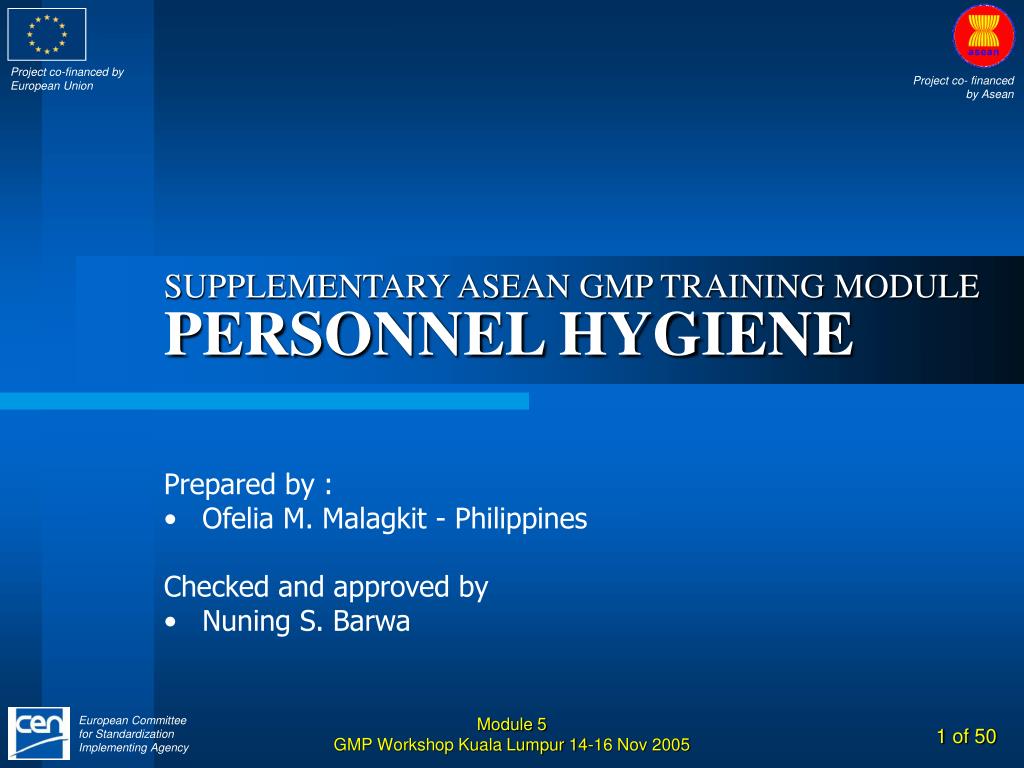 PPT - SUPPLEMENTARY ASEAN GMP TRAINING MODULE PERSONNEL HYGIENE PowerPoint  Presentation - ID:1219747