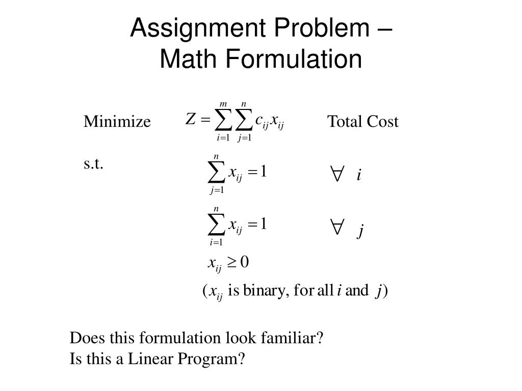 assignment problem network