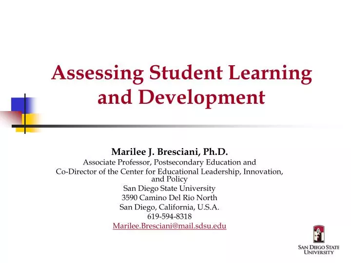 assessing student learning and development n.