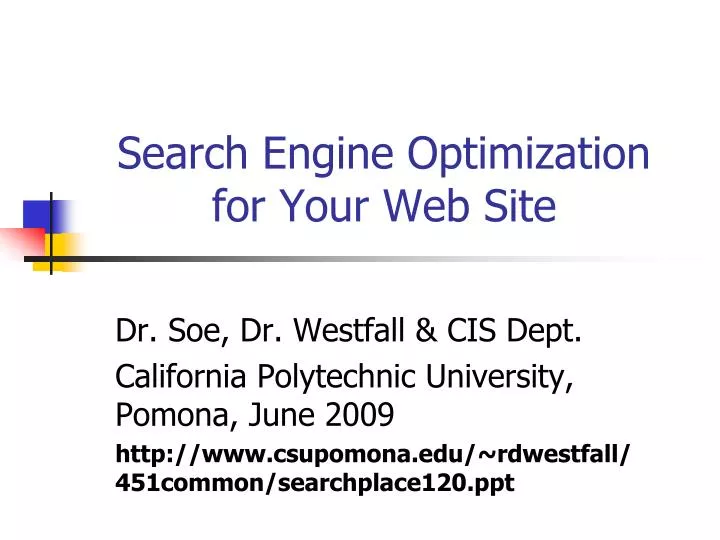 search engine optimization for your web site n.
