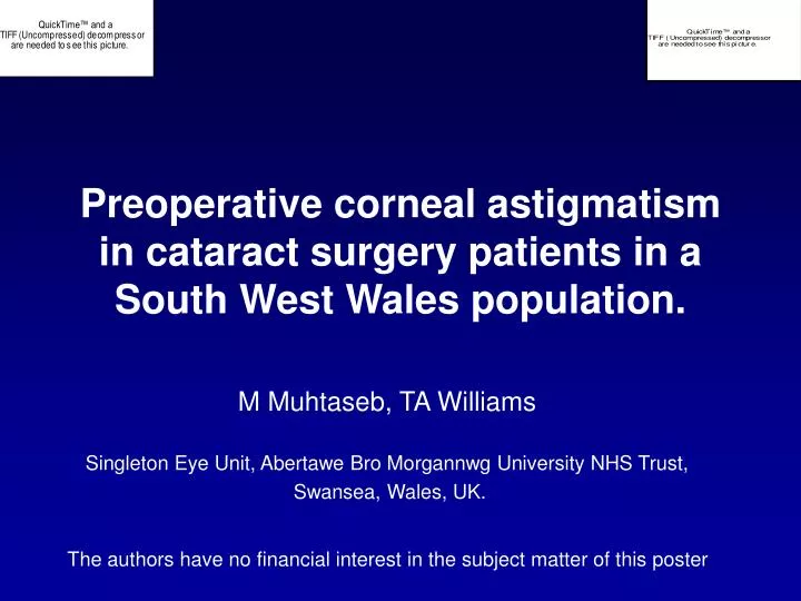 preoperative corneal astigmatism in cataract surgery patients in a south west wales population n.