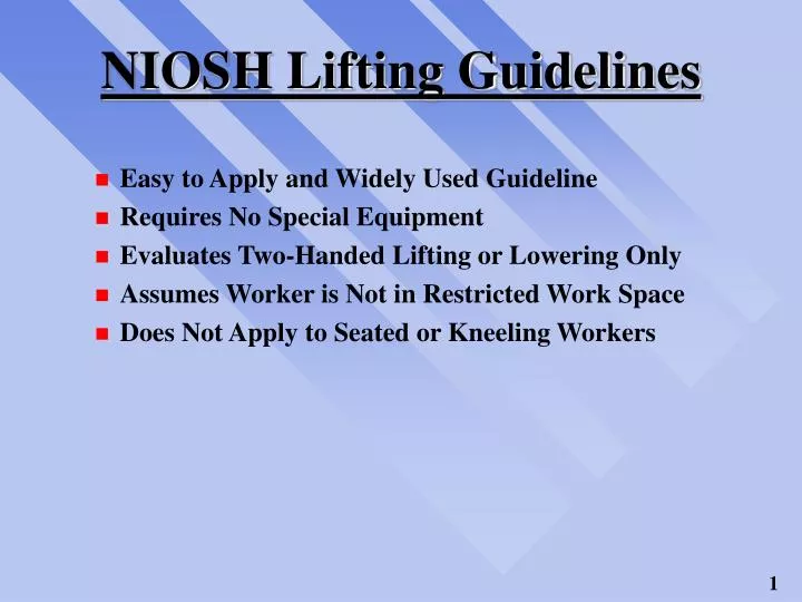 niosh lifting guidelines n.