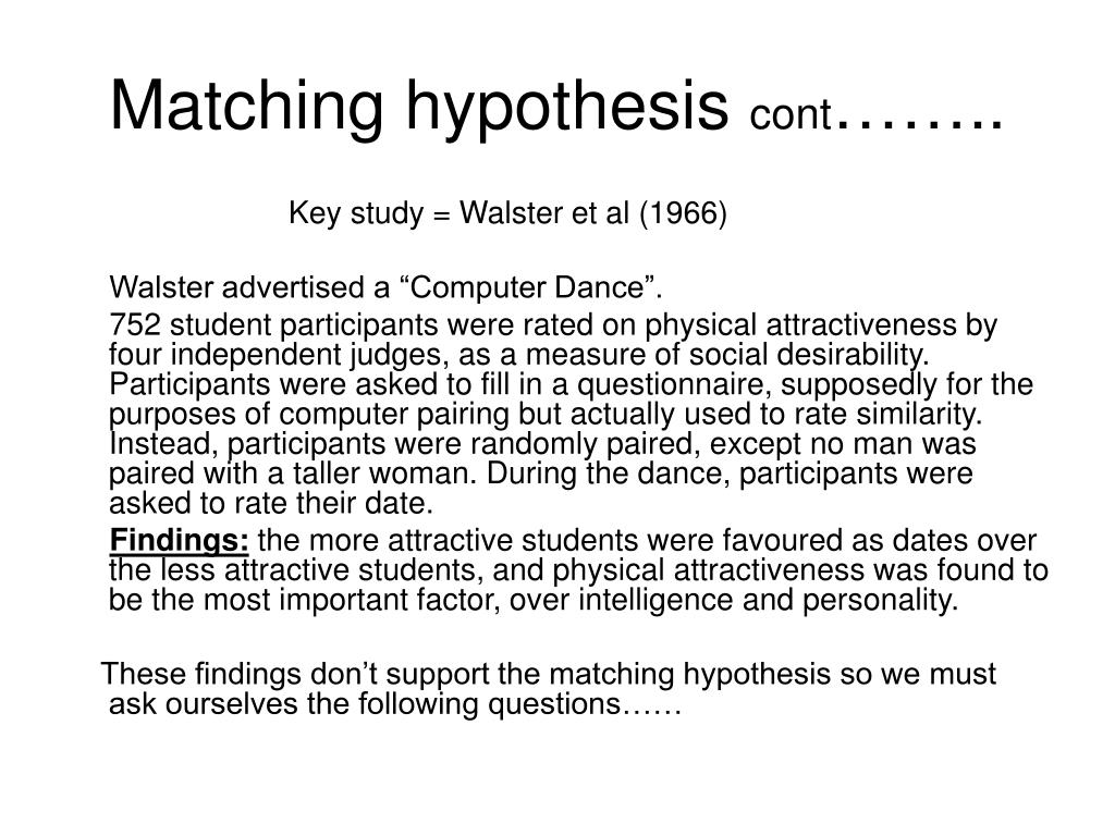 what is a matching hypothesis