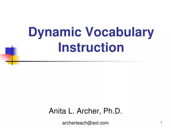 dynamic vocabulary instruction n.