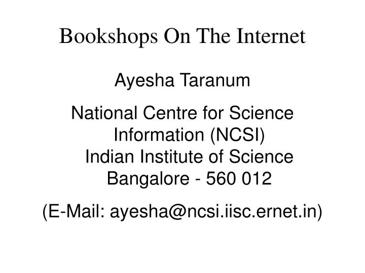 bookshops on the internet n.