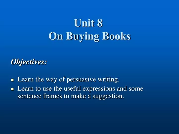 unit 8 on buying books n.