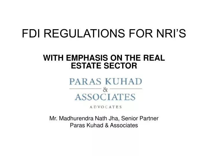 fdi regulations for nri s n.