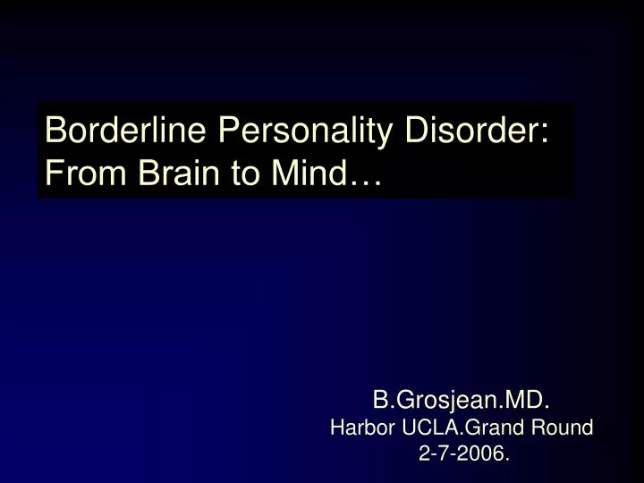 borderline personality disorder from brain to mind n.