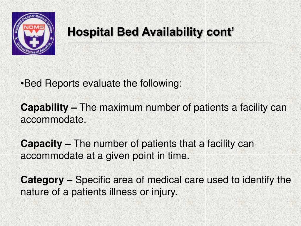 PPT National Disaster Medical System (NDMS ) Hospital Bed