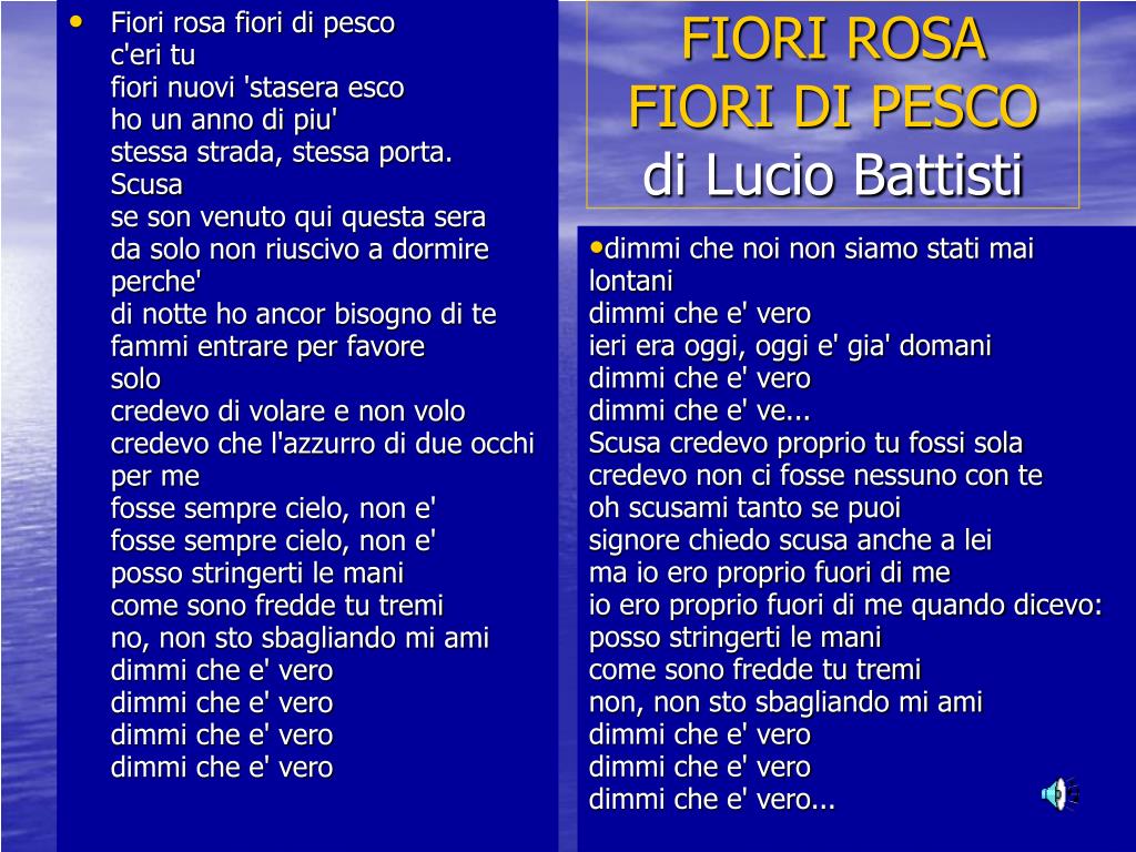Fiori Rosa Fiori Di Pesco Testo.Ppt Canzoni Italiane Powerpoint Presentation Free Download Id