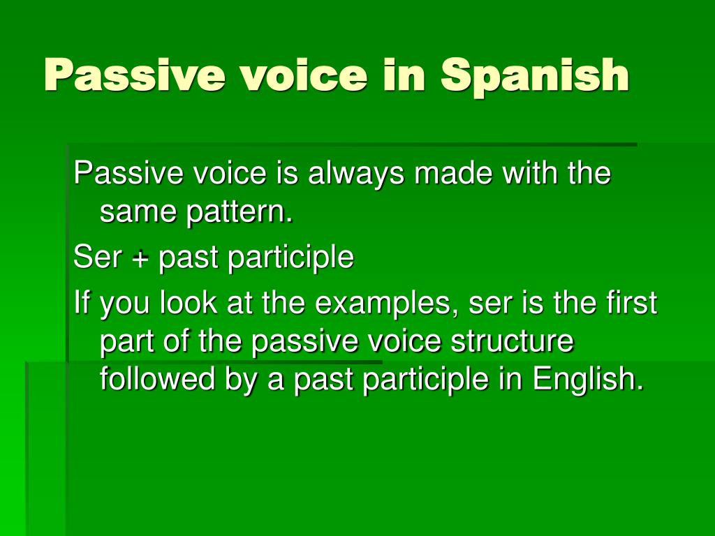 Passive Voice Examples Spanish The Pronoun Se And The Passive Voice