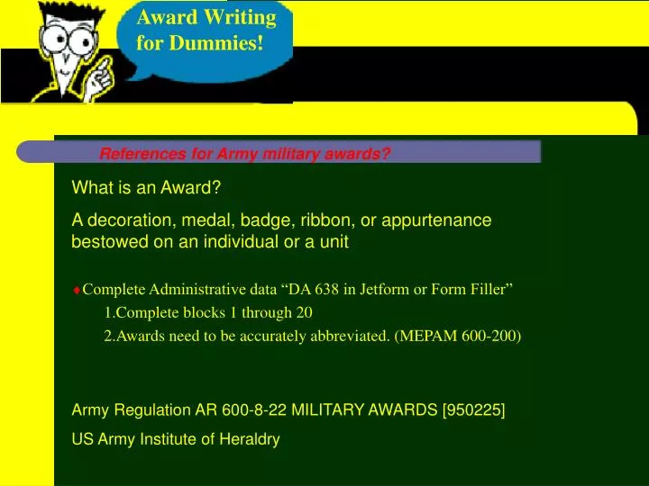 Ppt Award Writing For Dummies Powerpoint Presentation Free