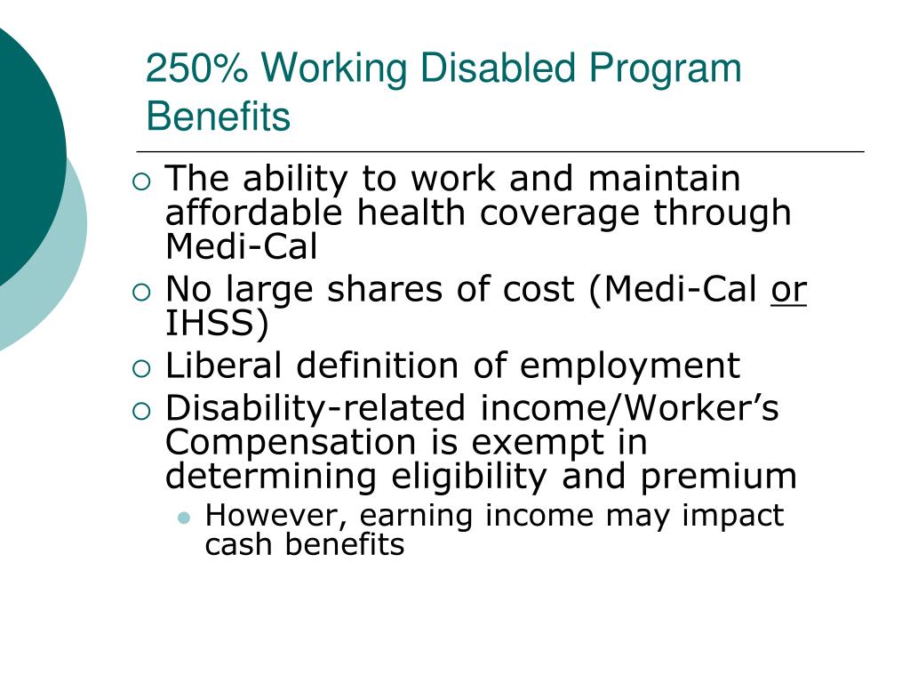 250 Working Disabled Program Premium Chart