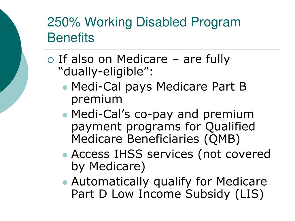 250 Working Disabled Program Premium Chart