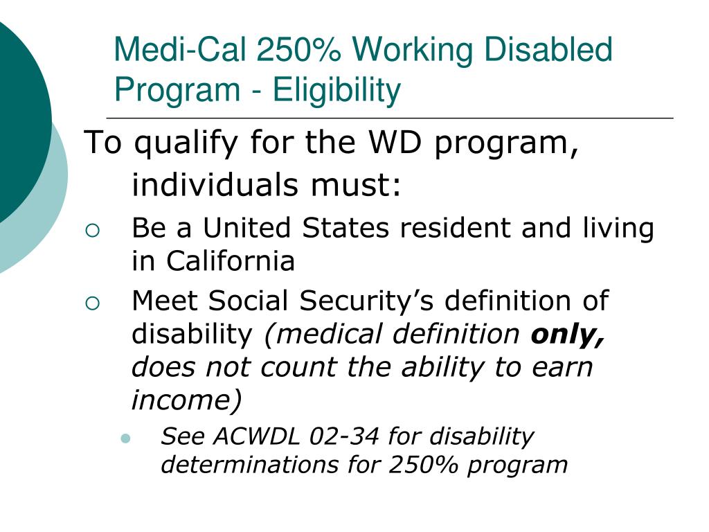 250 Working Disabled Program Premium Chart