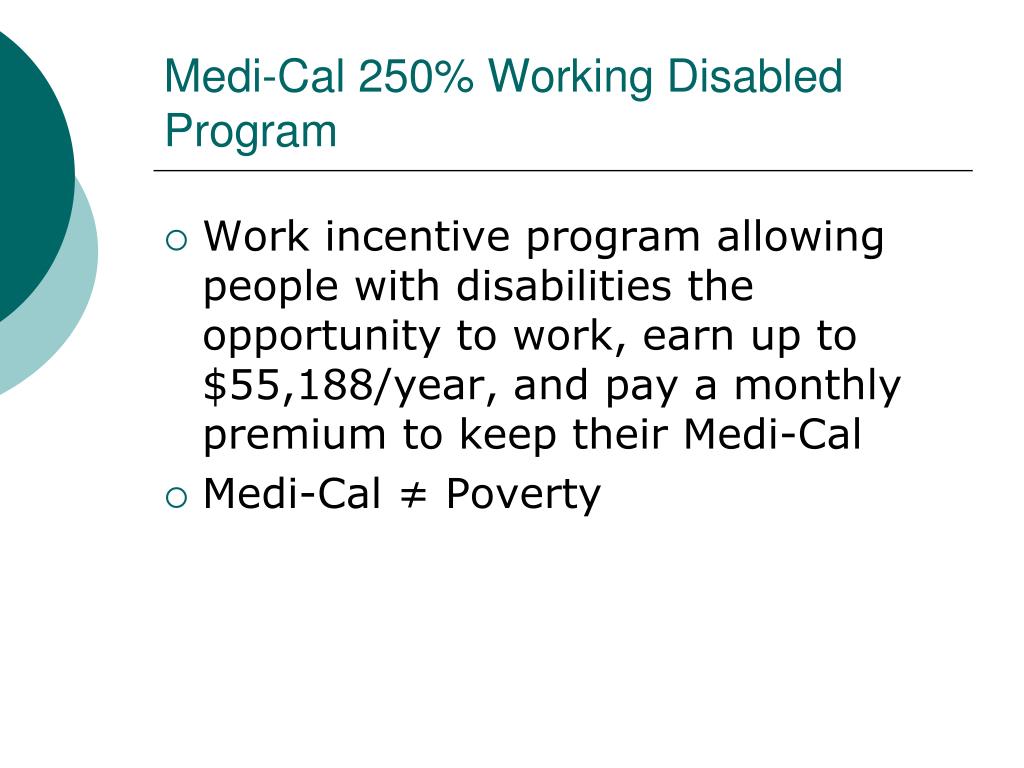 250 Working Disabled Program Premium Chart