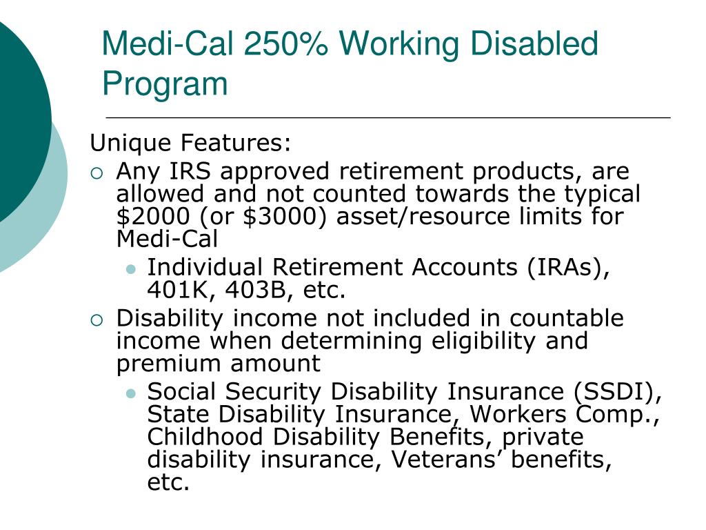 250 Working Disabled Program Premium Chart