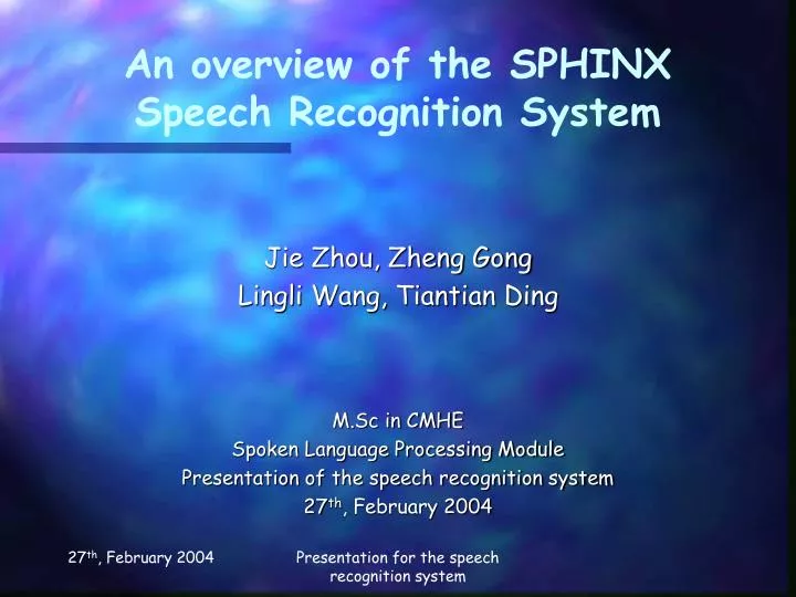 an overview of the sphinx speech recognition system n.