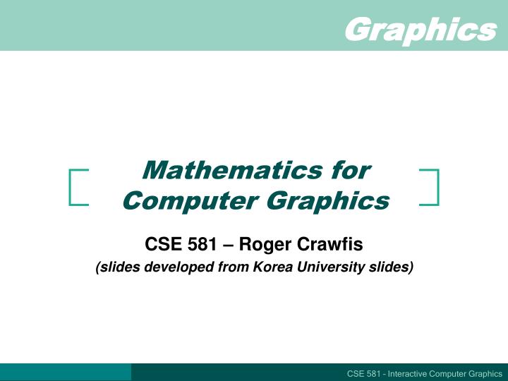 Mathematics For Computer Graphics