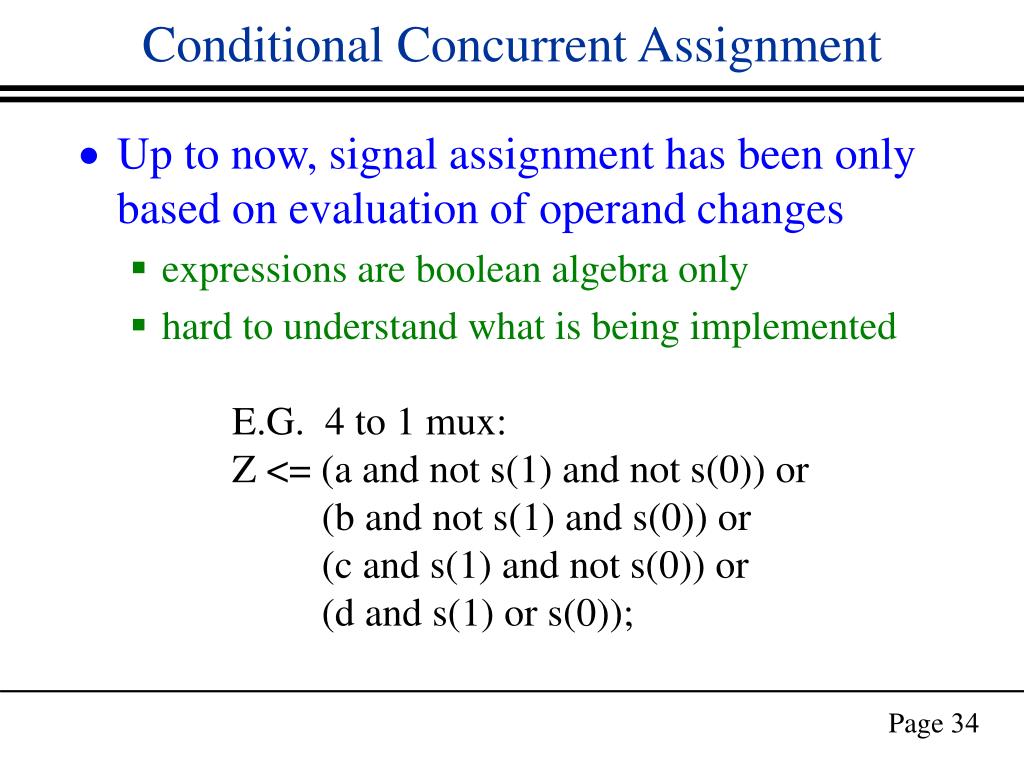 conditional signal assignment vhdl