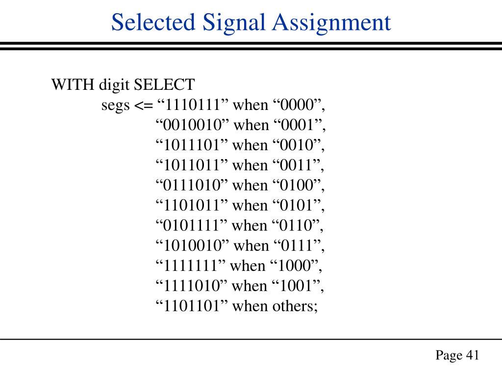 signal assignment definition in vhdl