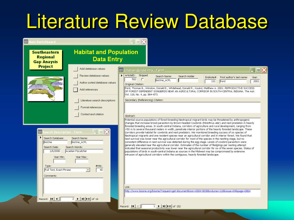 databases of literature review