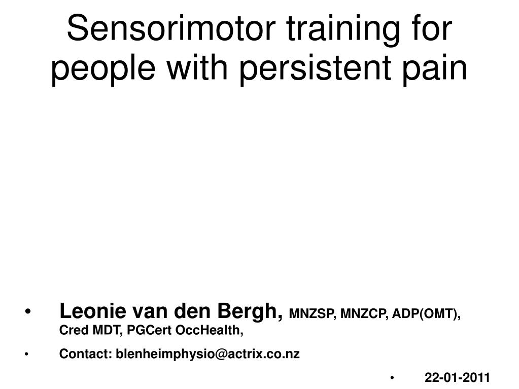 PPT Sensorimotor training for people with persistent pain