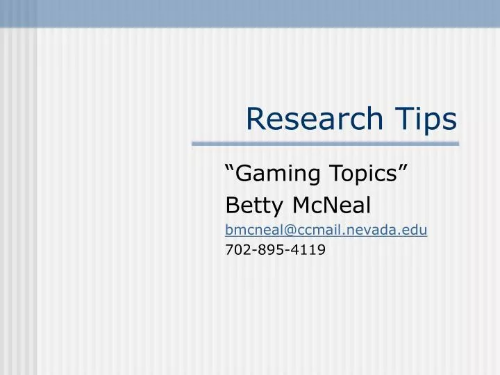 research tips n.