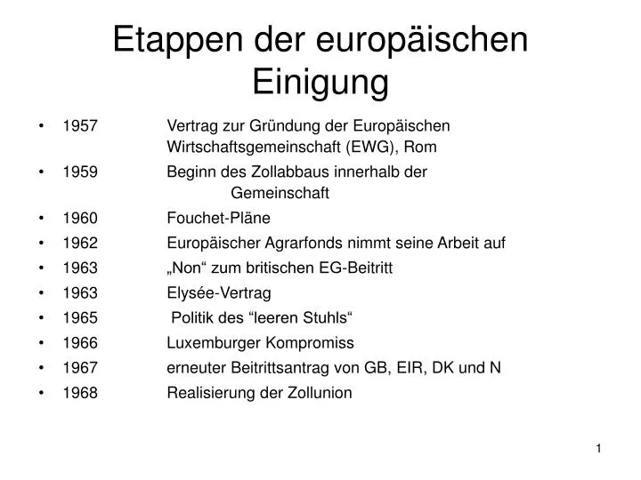 PPT - Etappen der europäischen Einigung PowerPoint Presentation, free