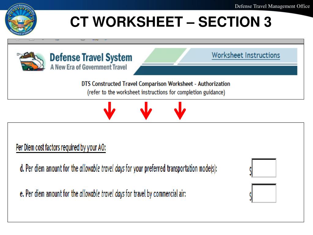 constructed travel worksheet on dts