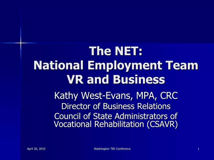 the net national employment team vr and business n.