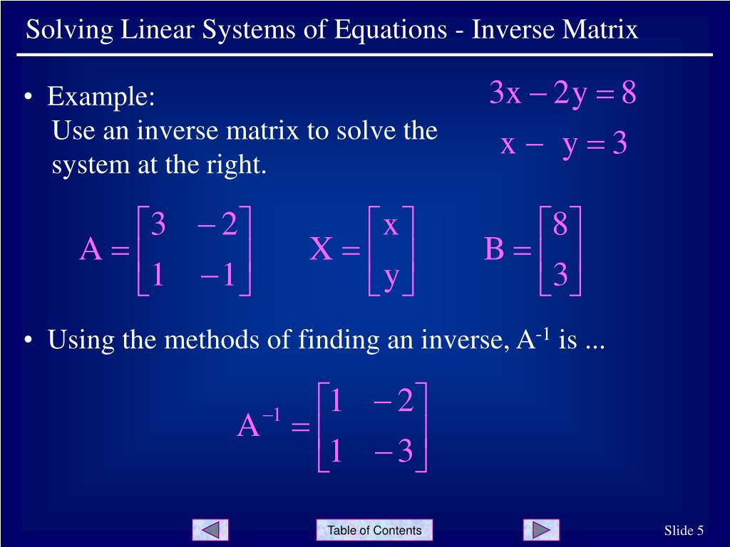 problem solving of inverse matrix