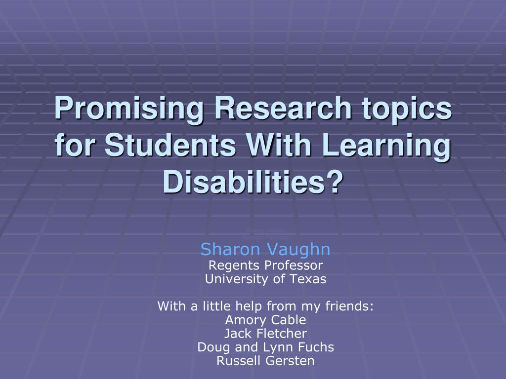 research topics for students with disabilities