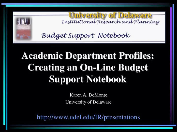 academic department profiles creating an on line budget support notebook n.