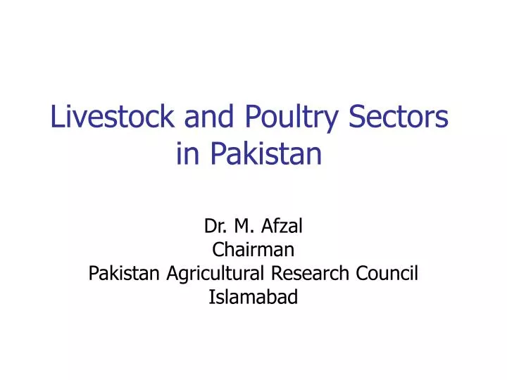 livestock and poultry sectors in pakistan n.