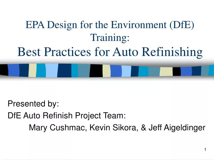 epa design for the environment dfe training best practices for auto refinishing n.