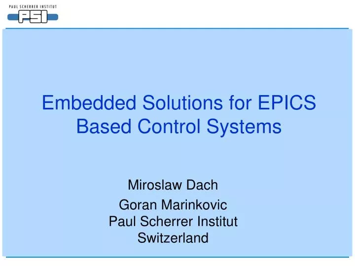 embedded solutions for epics based control systems n.