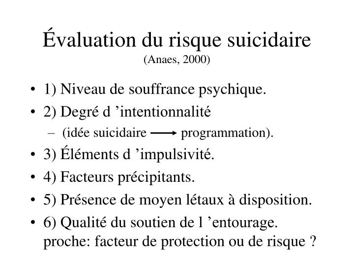 Quelle Est L’Évaluation Du Risque Suicidaire – KLPCP
