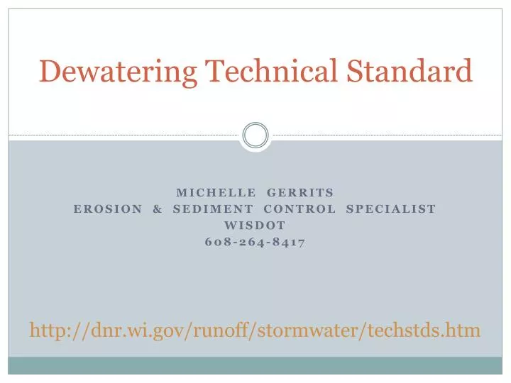 dewatering technical standard n.