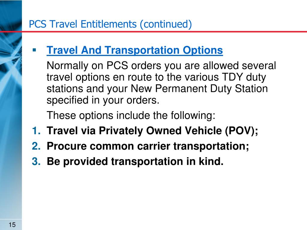 pcs travel entitlements