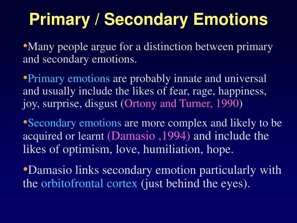 Primary emotions and secondary emotions