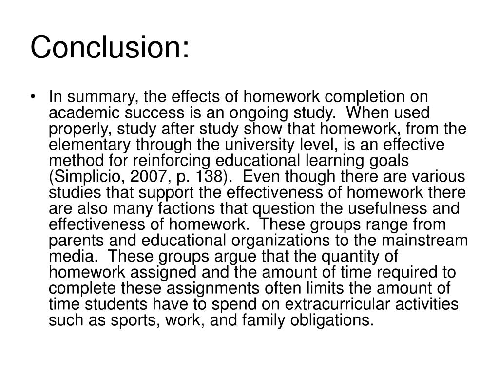 conclusion paragraph about homework