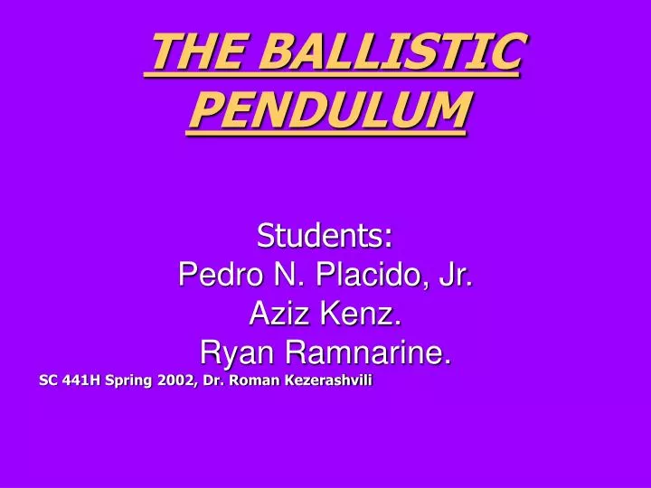 the ballistic pendulum n.