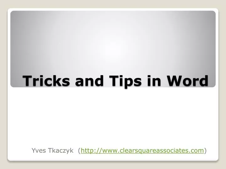 tricks and tips in word n.